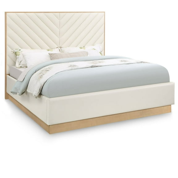 Meridian Furniture Casa Cream Vegan Leather Queen Bed