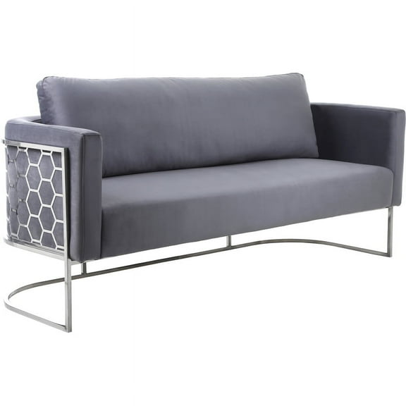 Meridian Furniture Casa Gray Velvet Upholstereded Sofa