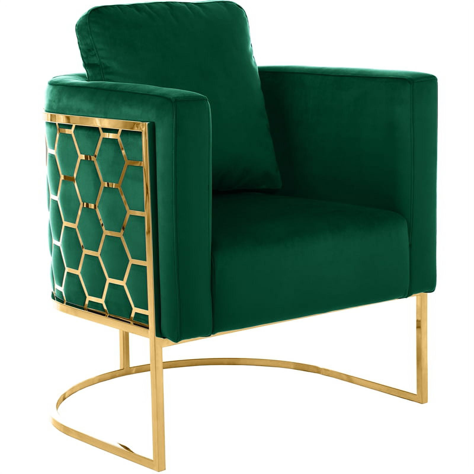 Meridian Furniture Casa Green Velvet Chair with Gold Iron Metal Base