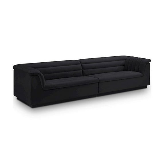 Meridian Furniture Cascade Black Velvet Fabric Modular Sofa