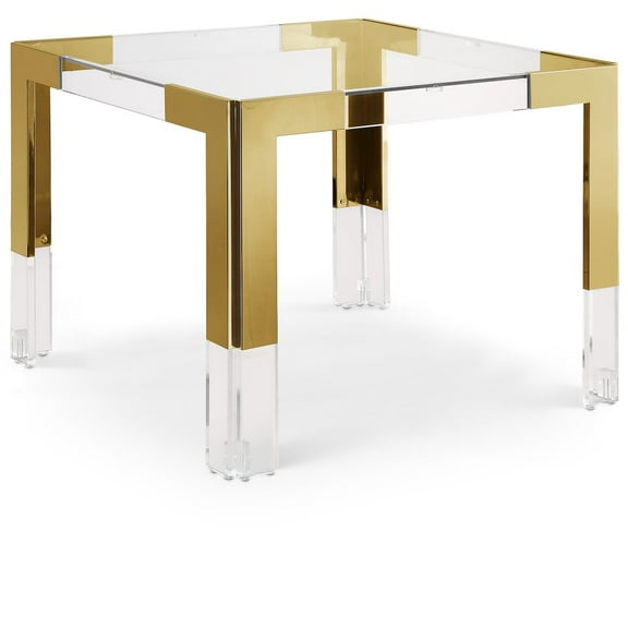 Meridian Furniture Casper Gold Stainless Steel and Acrylic Dining  / Game Table