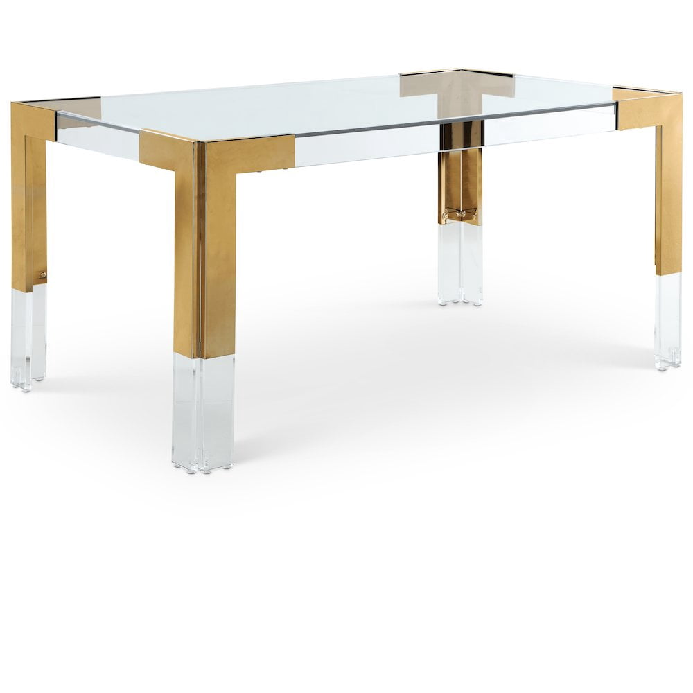 Meridian Furniture Casper Gold Stainless Steel and Acrylic Dining Table