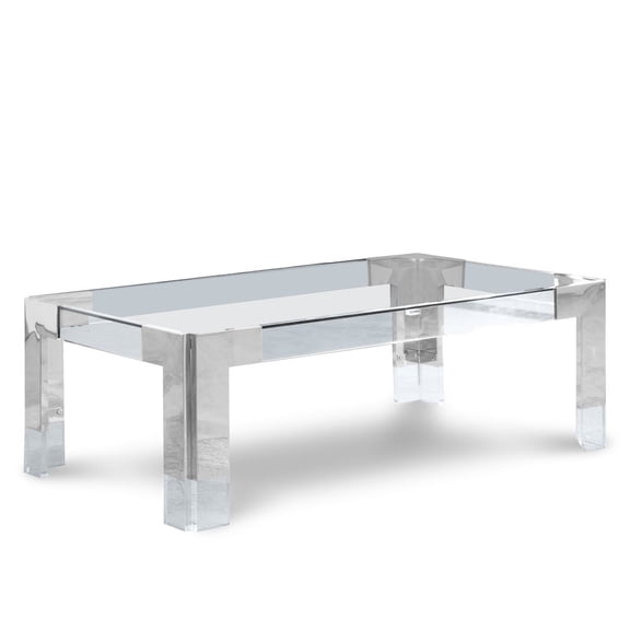 Meridian Furniture Casper Rectangular Glass Top Coffee Table in Chrome