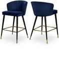 thumbnail image 1 of Meridian Furniture Cassie 28"H Velvet Bar Stool in Navy (Set of 2), 1 of 5