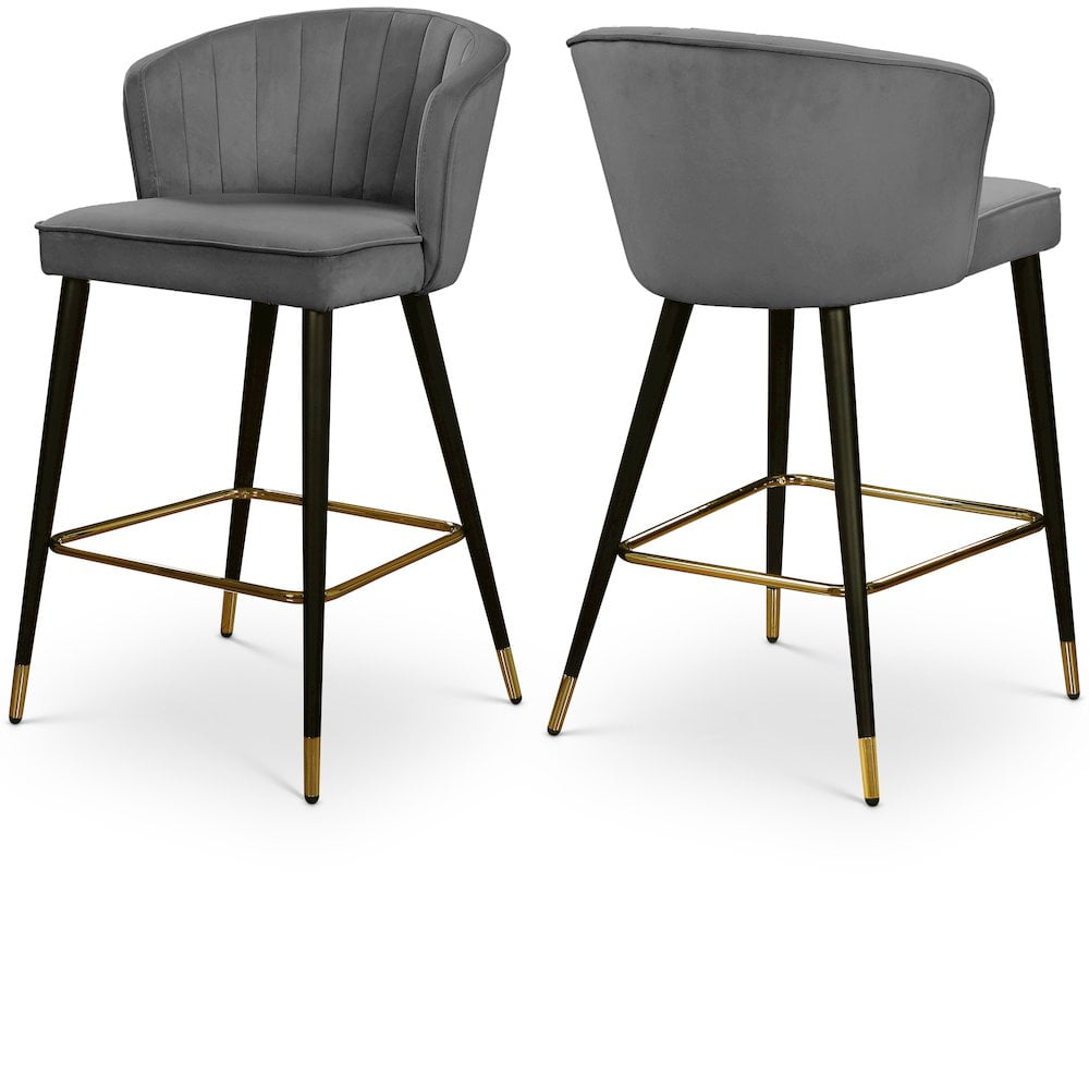 Cassie 36.5" Black Metal and Wood Counter Stool