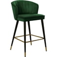 thumbnail image 1 of Meridian Furniture Cassie 28"H Velvet Counter Stool in Green (Set of 2), 1 of 5