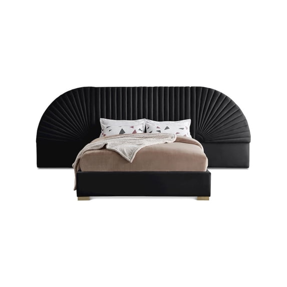 Meridian Furniture Cleo Black Velvet Queen Bed