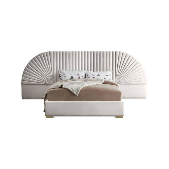 Meridian Furniture Cleo Cream Velvet King Bed