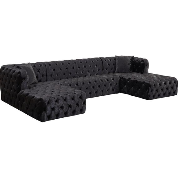 Meridian Furniture Coco Black Velvet 3pc. Sectional
