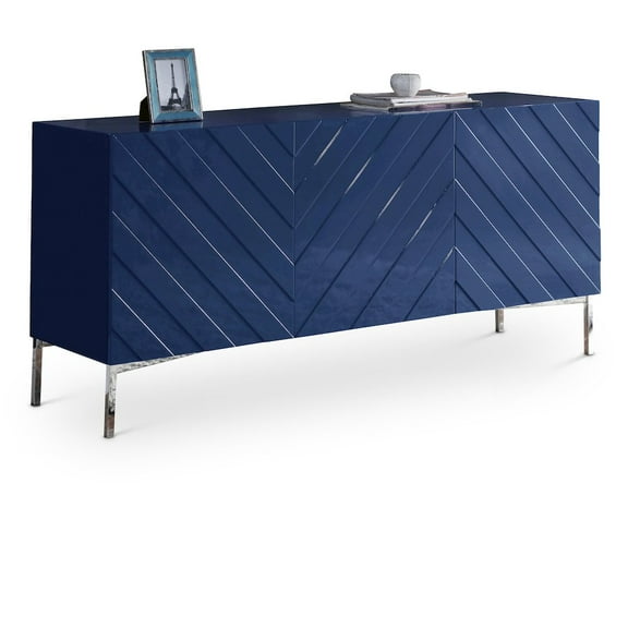 Meridian Furniture Collette Solid Wood Sideboard Buffet in Navy Lacquer