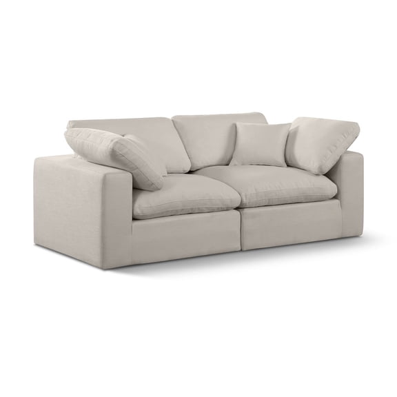 Meridian Furniture Comfy Beige Linen Textured Fabric Modular Sofa