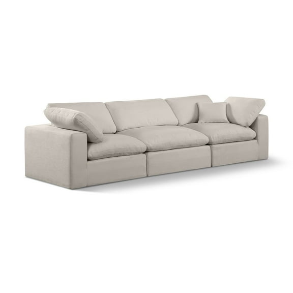 Meridian Furniture Comfy Beige Linen Textured Fabric Modular Sofa