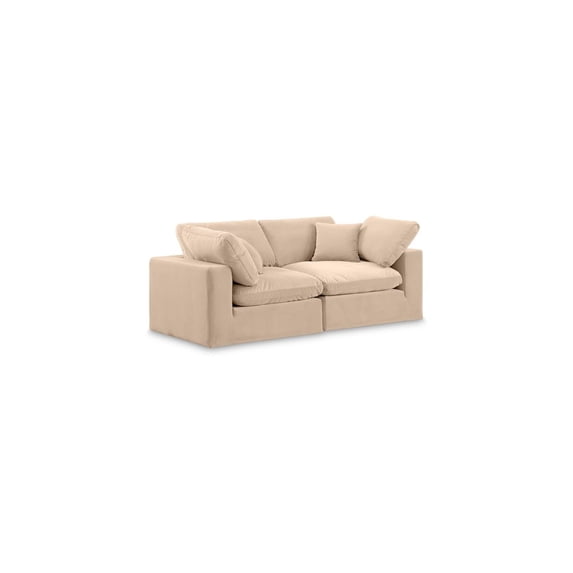 Meridian Furniture Comfy Beige Velvet 2-Pc. Modular Sofa