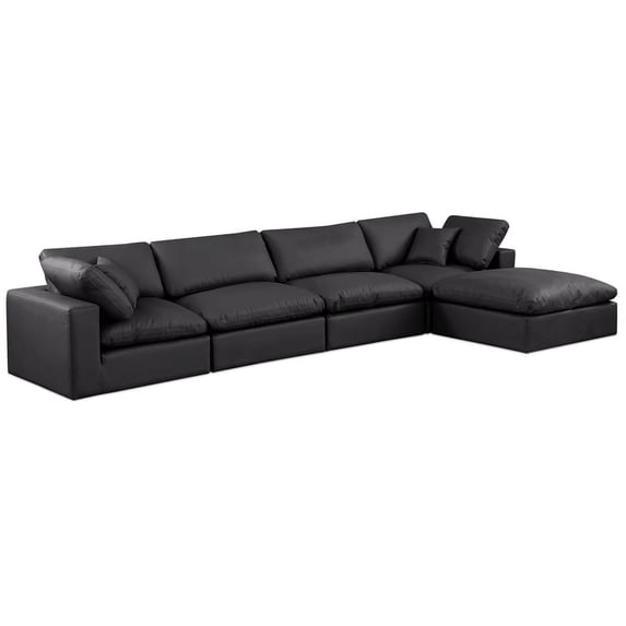 Meridian Furniture Comfy Black Faux Leather Modular Sectional