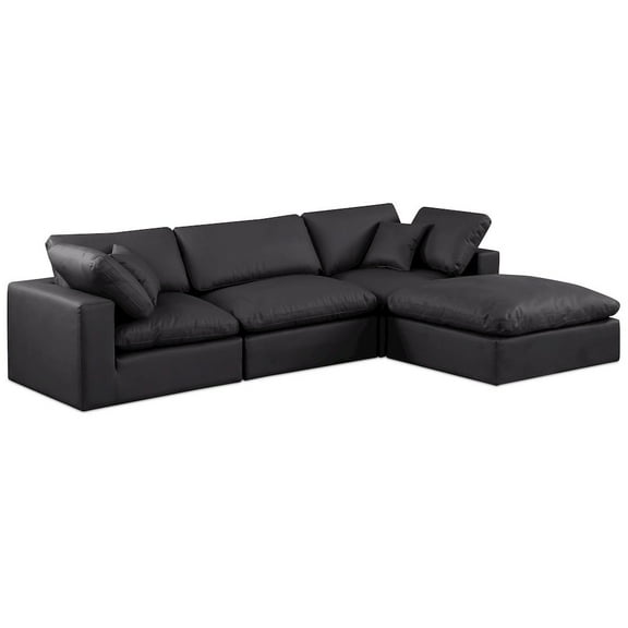 Meridian Furniture Comfy Black Faux Leather Modular Sectional