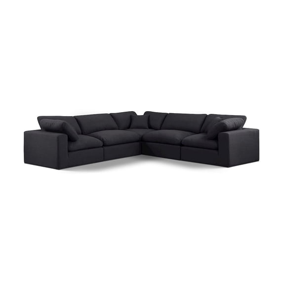 Meridian Furniture Comfy Black Linen Textured Fabric Modular Sectional