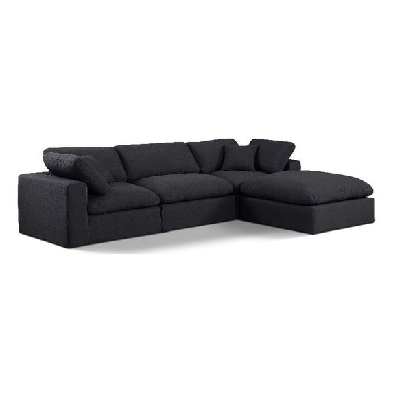 Meridian Furniture Comfy Black Linen Textured Fabric Modular Sectional