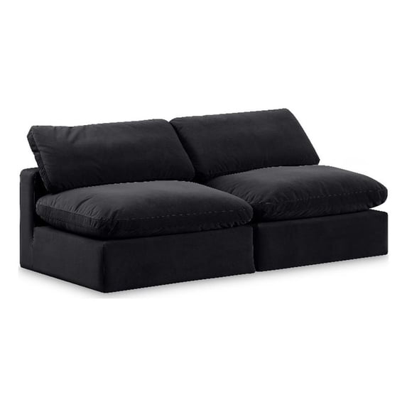 Meridian Furniture Comfy Black Velvet 2-Pc. Modular Sofa