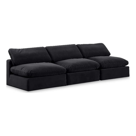 Meridian Furniture Comfy Black Velvet 3-Pc. Modular Sofa
