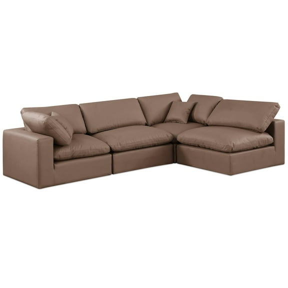 Meridian Furniture Comfy Brown Faux Leather Modular Sectional