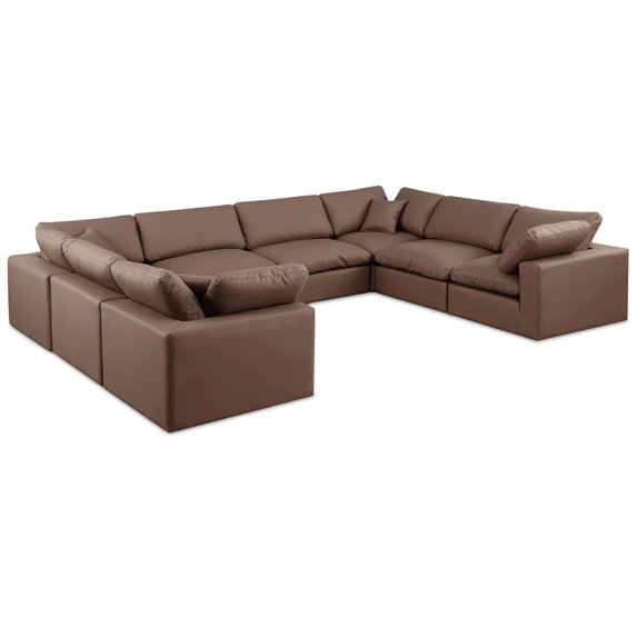 Meridian Furniture Comfy Brown Faux Leather Modular Sectional