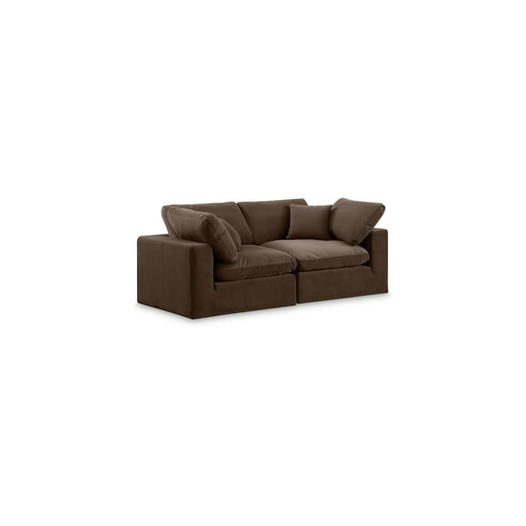 Meridian Furniture Comfy Brown Velvet 2-Pc. Modular Sofa