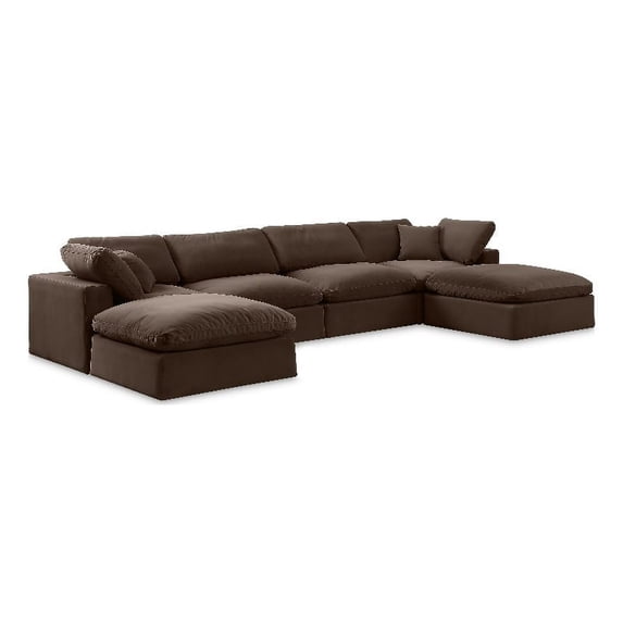Meridian Furniture Comfy Brown Velvet Modular Sectional