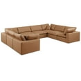 thumbnail image 1 of Meridian Furniture Comfy Cognac Faux Leather Modular Sectional, 1 of 11