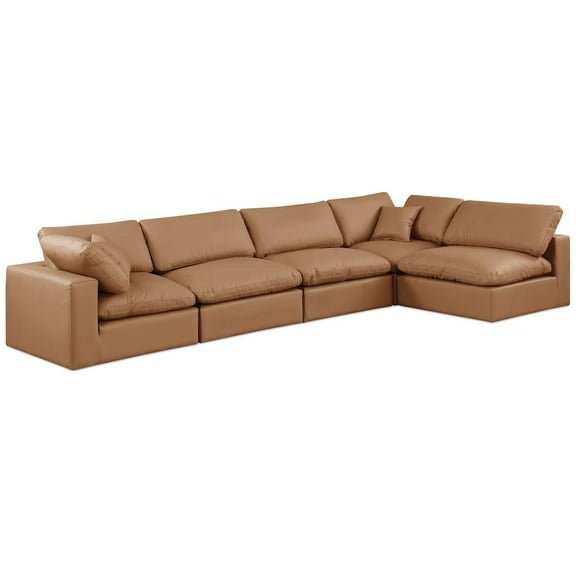 Meridian Furniture Comfy Cognac Faux Leather Modular Sectional