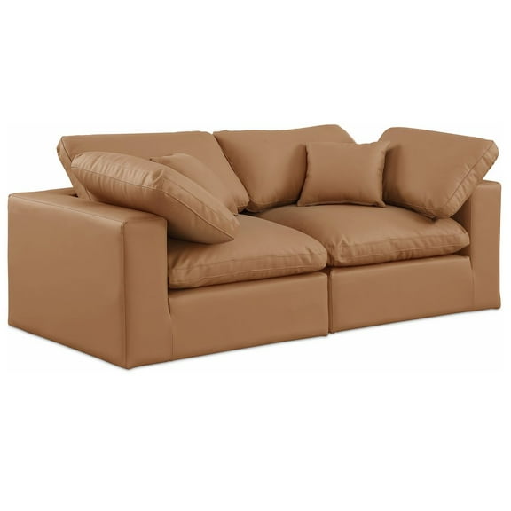 Meridian Furniture Comfy Cognac Faux Leather Modular Sofa