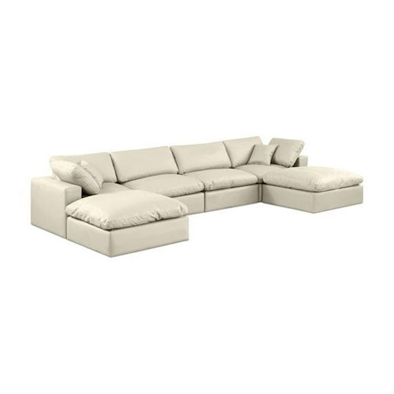 Meridian Furniture Comfy Cream Faux Leather Modular Sectional