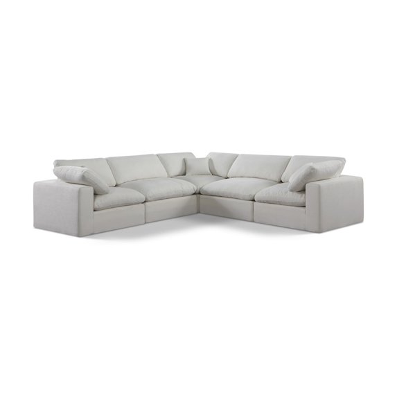 Meridian Furniture Comfy Cream Linen Textured Fabric Modular Sectional
