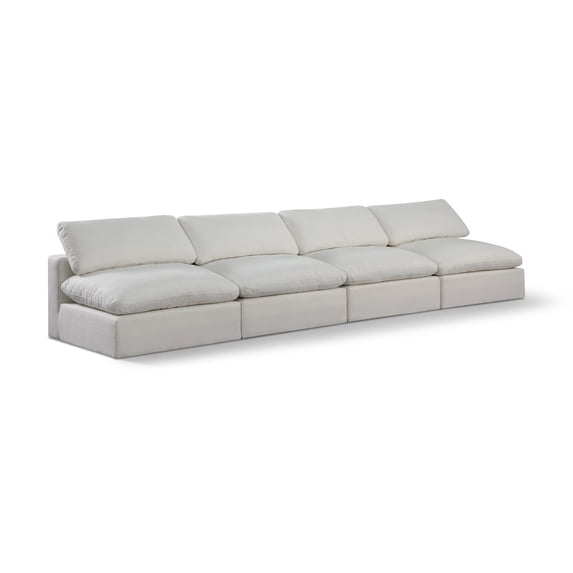 Meridian Furniture Comfy Cream Linen Textured Fabric Modular Sofa