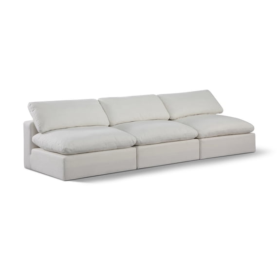 Meridian Furniture Comfy Cream Linen Textured Fabric Modular Sofa