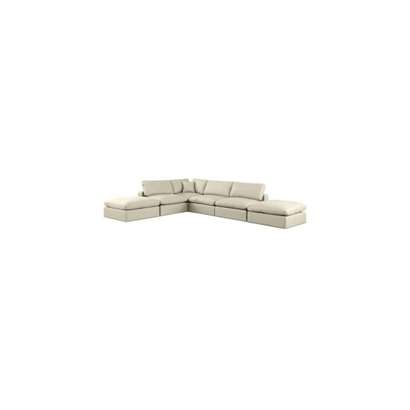 Meridian Furniture Comfy Cream Vegan Leather 6-Pc. Modular Sectional