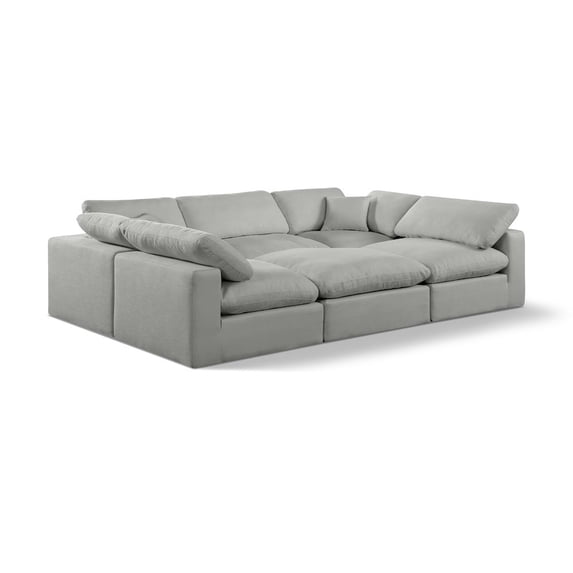Meridian Furniture Comfy Grey Linen Textured Fabric Modular Sectional