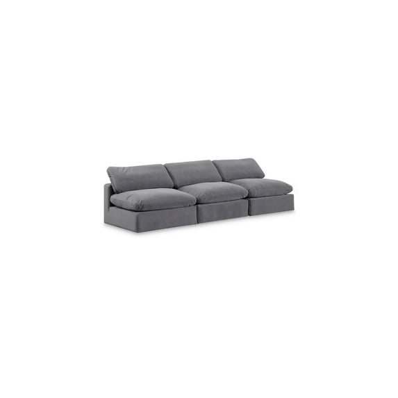 Meridian Furniture Comfy Grey Velvet 3-Pc. Modular Sofa