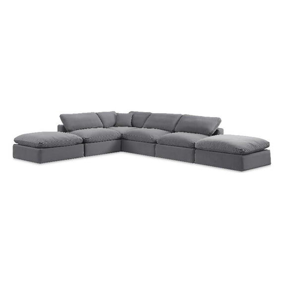 Meridian Furniture Comfy Grey Velvet 6-Pc. Modular Sectional