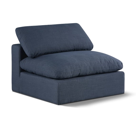 Meridian Furniture Comfy Navy Linen Textured Fabric Armless Chair
