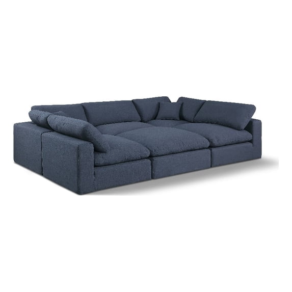Meridian Furniture Comfy Navy Linen Textured Fabric Modular Sectional