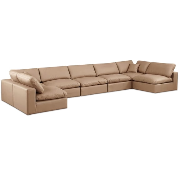 Meridian Furniture Comfy Tan Faux Leather Modular Sectional