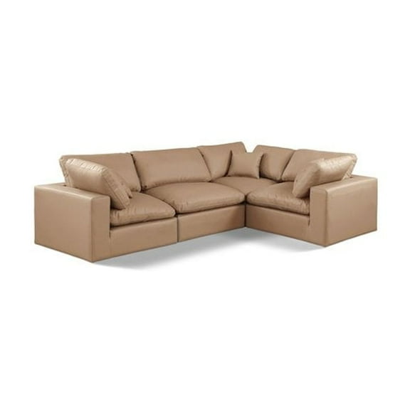 Meridian Furniture Comfy Tan Vegan Leather 4-Pc. Modular Sectional