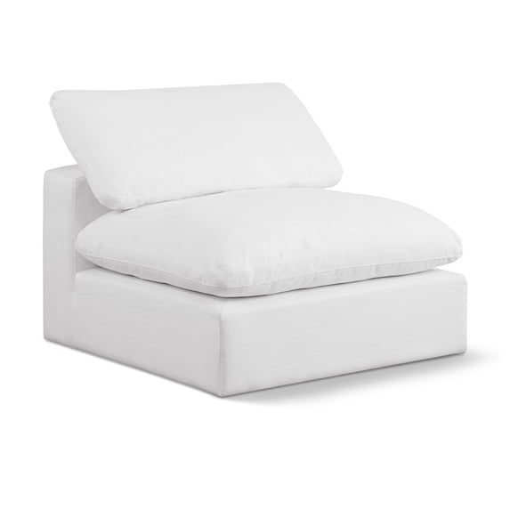 Meridian Furniture Comfy White Linen Textured Fabric Armless Chair