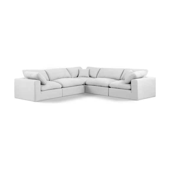 Meridian Furniture Comfy White Linen Textured Fabric Modular Sectional