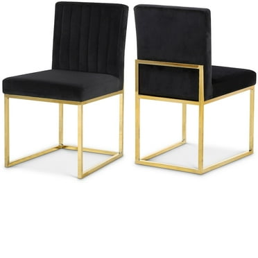 Meridian Furniture Contemporary Giselle Velvet Dining Chair in Black (Set of 2)