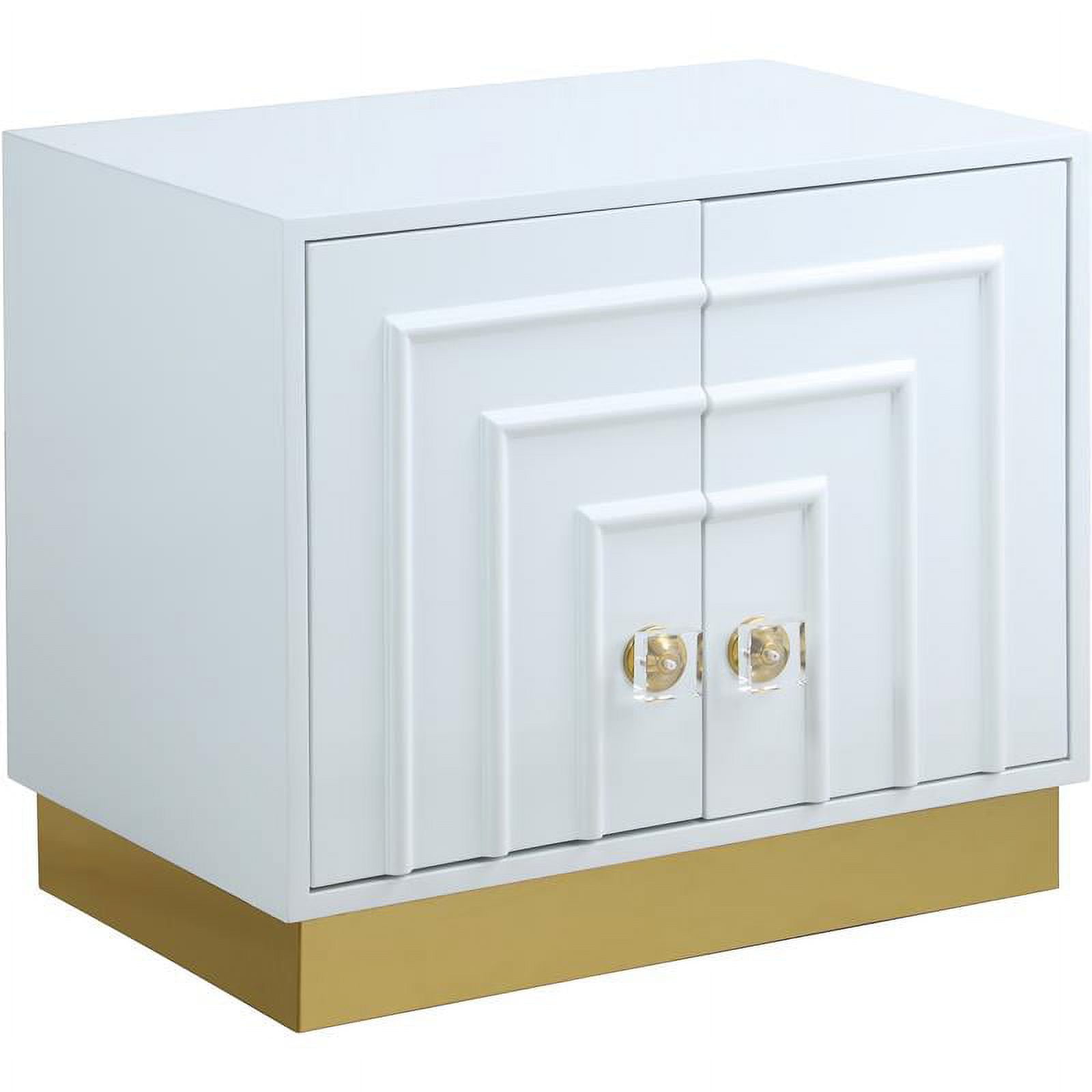 Cosmopolitan Chic White & Gold Acrylic Side Table with Stainless Steel Base
