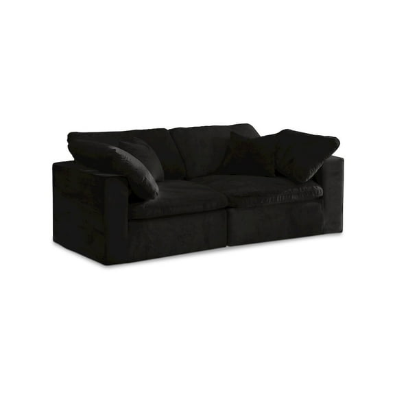 Meridian Furniture Cozy Black Velvet Modular 2 Piece Loveseat