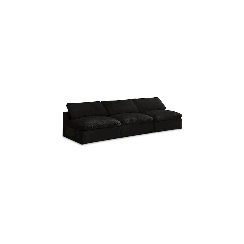 Cozy Black Velvet Modular 3-Piece Armless Sofa