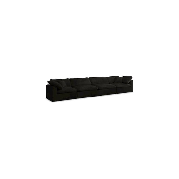Meridian Furniture Cozy Black Velvet Modular 4 Piece Sofa