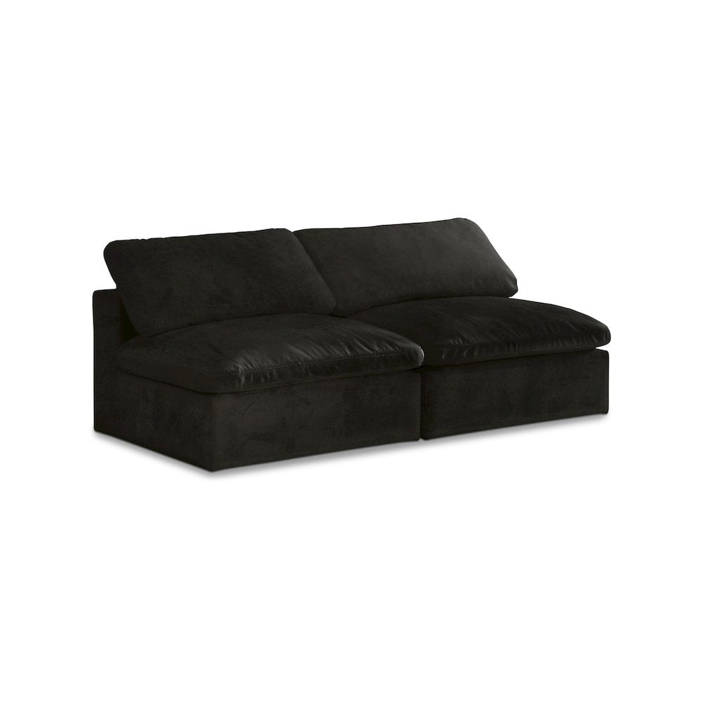 Cozy Cloud Modular Black Velvet Armless Loveseat